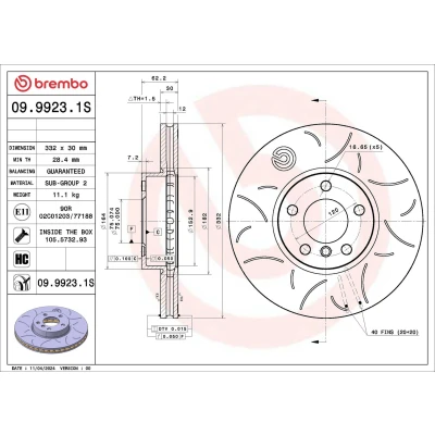 Imagem de BREMBO Disco de travão BMW: X5, X6 332mm 30mm 5 perfurado/ventilado 09.9923.1S Discos