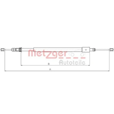 Imagem de METZGER 10.4578 Cabo de Freio Mão traseira direita 1545/1275 Travões disco COFLE CITROËN: Xsara Hatchback