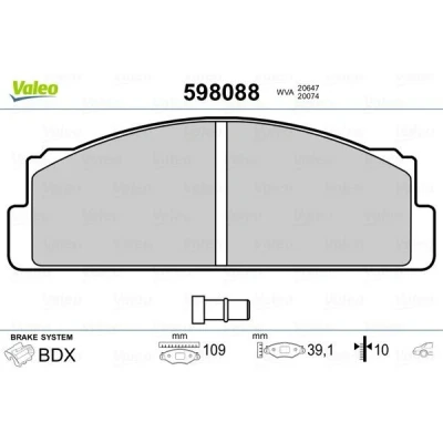 Imagem de VALEO 598088 Jogo de pastilhas para travão disco Eixo traseiro excl. contacto aviso desgaste sem chapa anti ruído FIAT: 124 Sedan