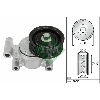 Imagem de INA 534 0293 10 Tensor, correia trapezoidal estriada 74, 75mm 29mm MAZDA: 3 Hatchback