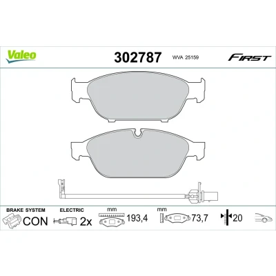 Imagem de VALEO 302787 Jogo de pastilhas para travão disco Eixo dianteiro incl. contacto aviso desgaste sem parafusos, com chapa anti ruído