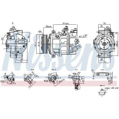 Imagem de NISSENS 890893 Compressor PXC16 12 PAG 46 YF R 134a