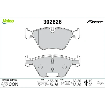 Imagem de VALEO 302626 Jogo de pastilhas para travão disco Eixo dianteiro excl. contacto aviso desgaste com chapa anti ruído BMW: 5 Touring, Sedan