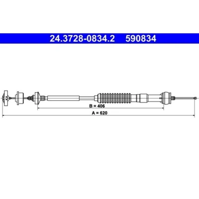 Imagem de ATE 24.3728 0834.2 Cabo de Embreagem com afinação automática PEUGEOT: 306 Hatchback, Carrinha