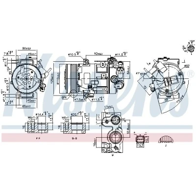Imagem de NISSENS 890420 Compressor SD6C12 12 PAG 46 R 134a PEUGEOT: 308 I SW, 508 SW Van / Carrinha, CITROËN: C4 II Hatchback, DS5 Hatchback
