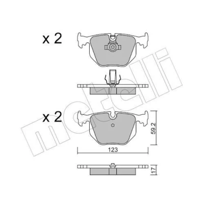 Imagem de METELLI 22 0560 0 Jogo de pastilhas para travão disco preparado indicador aviso desgaste BMW: 3 Sedan, 5 Touring