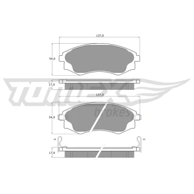 Imagem de TOMEX brakes TX 11 04 Jogo de pastilhas para travão disco Eixo traseiro com avisador sonoro desgaste MITSUBISHI: ECLIPSE 2, Pajero Pinin