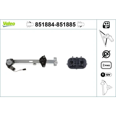 Imagem de Valeo Elevador de vidro à frente, lado esquerdo elétrico com motor sem função conforto 851884 HONDA: CR V 3
