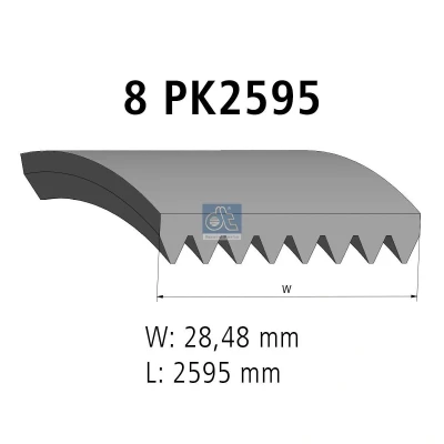 Imagem de DT Spare Parts 1.21852 Correia trapezoidal estriada 2595mm 8 EPDM (borracha de etileno propileno dieno)