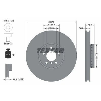 Imagem de TEXTAR PRO+ 92266325 Disco de travão BMW: 7, 5 GT