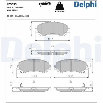Imagem de DELPHI LP3693 Jogo de pastilhas para travão disco com avisador sonoro desgaste sem chapa anti ruído acessórios NISSAN: Qashqai 2, X Trail