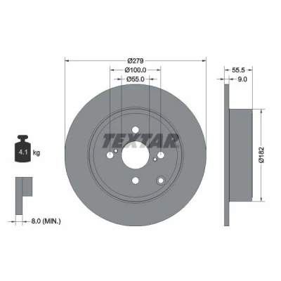 Imagem de TEXTAR PRO 92126303 Disco de travão 279 9 04/07 100 cheio revestido sem pernos fixação da roda, cubo roda TOYOTA: Corolla IX Hatchback