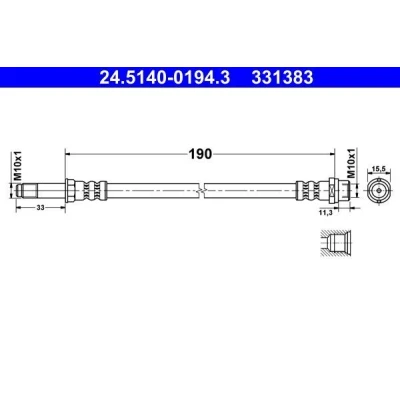 Imagem de ATE 24.5140 0194.3 Mangueira de Travão 190 M10x1
