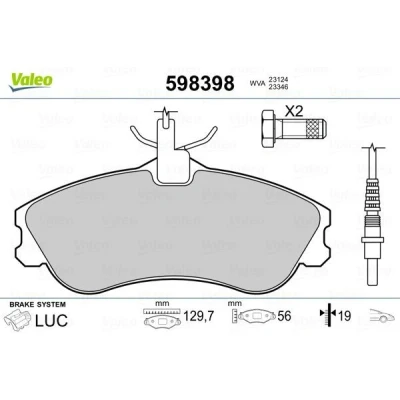 Imagem de VALEO 598398 Jogo de pastilhas para travão disco PEUGEOT: 206 Hatchback, Partner I Van, SW, CITROËN: Berlingo / First Van