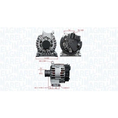 Imagem de MAGNETI MARELLI 063739065010 Alternador 12V 115A MERCEDES BENZ: Classe B, A