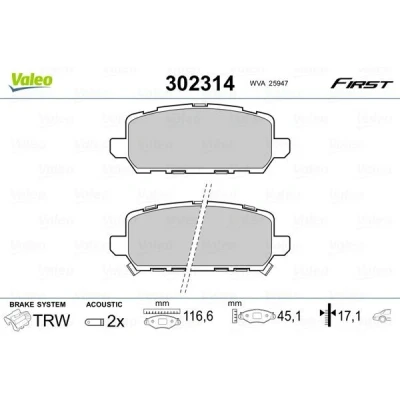 Imagem de VALEO 302314 Jogo de pastilhas para travão disco Eixo traseiro incl. contacto aviso desgaste com chapa anti ruído HONDA: HR V II