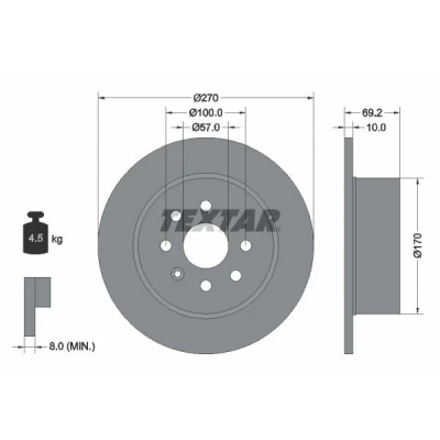 Imagem de TEXTAR PRO 92075503 Disco de travão 270 10 04/07 100 cheio revestido sem pernos fixação da roda, cubo roda OPEL: Vectra B Carrinha