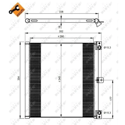 Imagem de NRF EASY FIT 350203 Condensador sem aro, com retentor 15,3 Alumínio 345