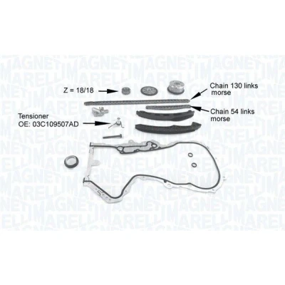 Imagem de MAGNETI MARELLI 341500001210 Jogo de correntes distribuição com Corrente da bomba óleo parafusos baixo ruído, simples