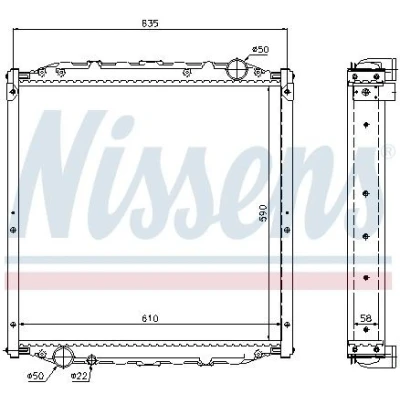 Imagem de NISSENS 62877A Radiador, arrefecimento do motor Alumínio 590 610 58 com aro Aletas de refrigeração soldadas