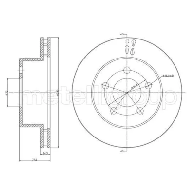 Imagem de METELLI Disco de travão JEEP: Cherokee II 280,3mm 24,4mm 5 72,2mm ventilado pintado 23 1651C 5016434AA Discos