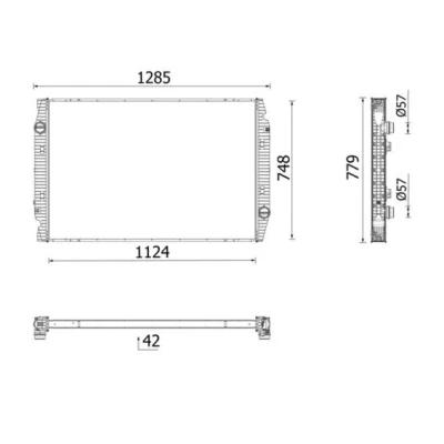 Imagem de MAHLE ORIGINAL Radiador, arrefecimento do motor Alumínio 1124mm 748mm 42mm com parafusos Aletas de refrigeração soldadas CR 2722 000P