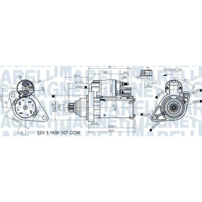 Imagem de MAGNETI MARELLI 063721470010 Motor de arranque 12 1,1 10 VOLKSWAGEN: GOLF 5, 6, Passat B6 Sedan, AUDI: A3 Hatchback, Sportback, SEAT: Ibiza 4