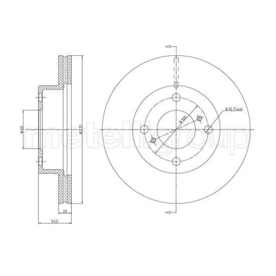 Imagem de METELLI Disco de travão 231,0mm 20,0mm 4 60,0mm ventilado pintado 23 1267 402064A00G,55311M68K10 Discos