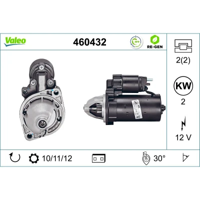 Imagem de VALEO 460432 Motor de arranque 12 2 MERCEDES BENZ: 190, Classe C Sedan, Sprinter 4 T Camião plataforma/Chassis