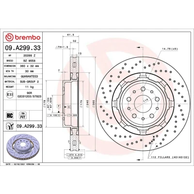 Imagem de Disco de travão BREMBO 09A29933 frente/ventilado/altamente carbonizado/1 peça