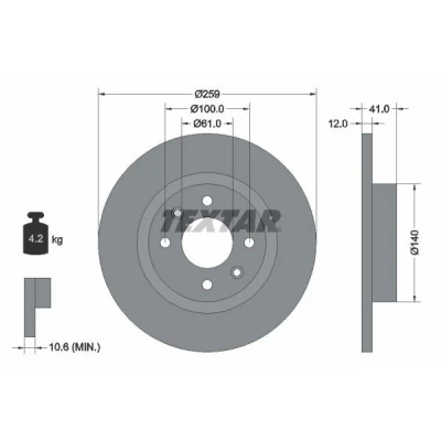 Imagem de TEXTAR PRO 92175103 Disco de travão 259 12 04/06 100 cheio revestido sem pernos fixação da roda, cubo roda DACIA: SANDERO 2, LOGAN MCV 2
