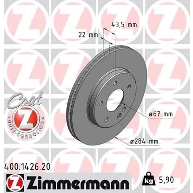 Imagem de ZIMMERMANN Disco de travão MERCEDES BENZ: Classe C Sedan, T modell COAT Z 22mm 6/5 5furos 112mm interior ventilado revestido alto carbono