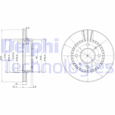 Imagem de DELPHI BG3206 Disco de travão 232 18 4 ventilado oleado não tratado sem o rolamento da roda, anel sensor do ABS NISSAN: ALMERA 1