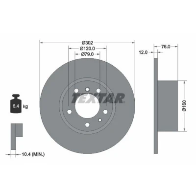 Imagem de TEXTAR PRO 92042103 Disco de travão 302 12 05/07 120 cheio revestido sem pernos fixação da roda, cubo roda BMW: 5 Sedan, Touring