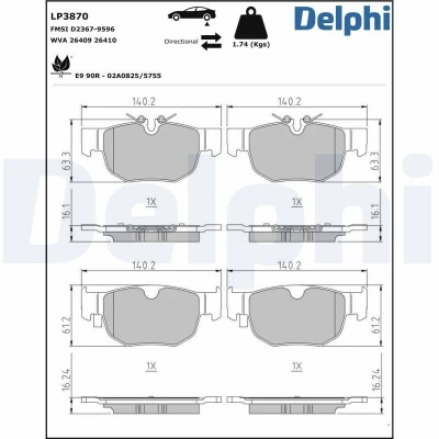 Imagem de Conjunto de pastilhas travão DELPHI LP3870, Traseira