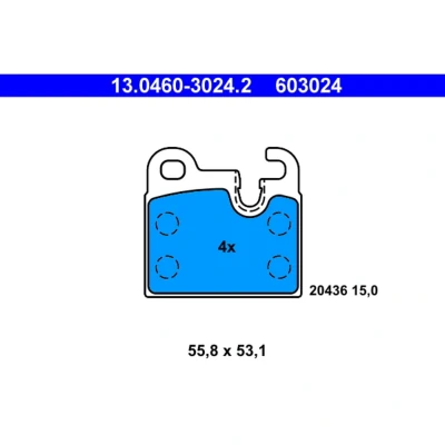 Imagem de ATE 13.0460 3024.2 Jogo de pastilhas para travão disco preparado indicador aviso desgaste, excl. contacto desgaste
