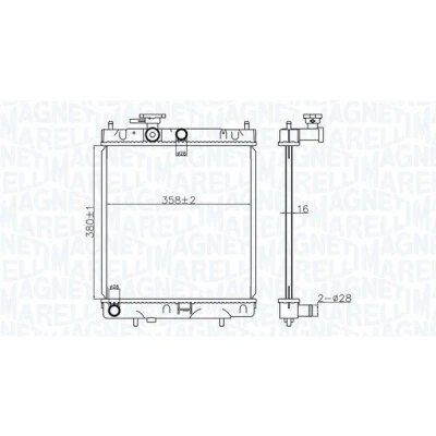 Imagem de MAGNETI MARELLI 350213176400 Radiador, arrefecimento do motor 380 358 16 Aletas de refrigeração soldadas NISSAN: MICRA 2