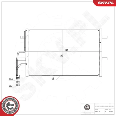 Imagem de ESEN SKV 86SKV622 Condensador sem secador Alumínio 647mm