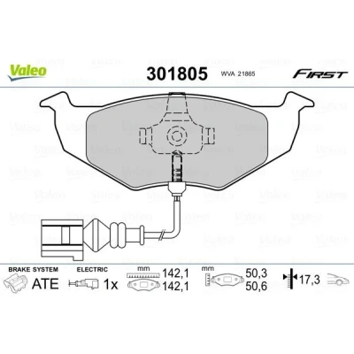 Imagem de VALEO 301805 Jogo de pastilhas para travão disco FIRST Eixo dianteiro incl. contacto aviso desgaste sem chapa anti ruído