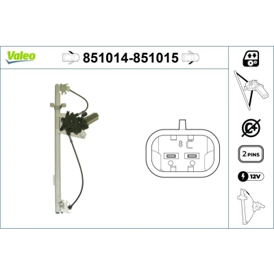 Imagem de Valeo Elevador de vidro à frente, lado esquerdo elétrico com motor sem função conforto 851014 PEUGEOT: Boxer Van, FIAT: Ducato III Van