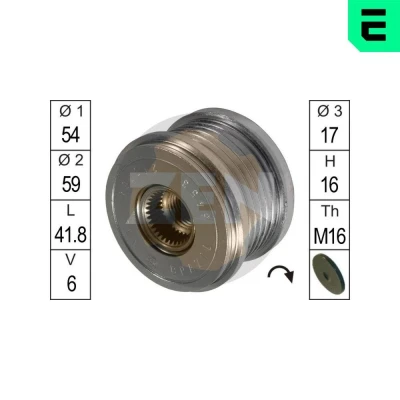 Imagem de ERA ZN5453 Polia Roda Livre do Alternador PEUGEOT: 307 SW, 206 CITROËN: C5 3, FIAT: Ducato II Van