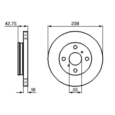 Imagem de BOSCH 0 986 478 438 Disco de travão 238 18 4 100 ventilado, interior ventilado oleado TOYOTA: Starlet V Hatchback, IV Paseo Coupe