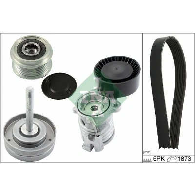 Imagem de INA 529 0090 20 Jogo de correias trapezoidais estriadas com polia roda livre SEAT: Ibiza 3, Córdoba II Sedan