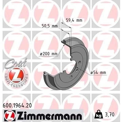Imagem de ZIMMERMANN COAT Z 600.1964.20 Tambor de Travão 240 SEAT: Ibiza 2, Córdoba I Vario, VOLKSWAGEN: Polo III Hatchback