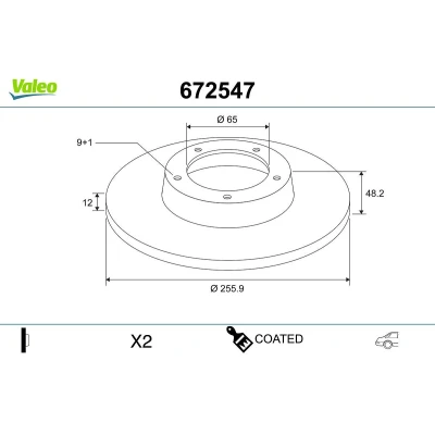 Imagem de Disco de travão VALEO 672547
