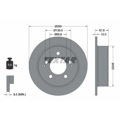 Imagem de TEXTAR PRO 92198703 Disco de travão 299 10 05/07 130 cheio revestido sem pernos fixação da roda, cubo roda