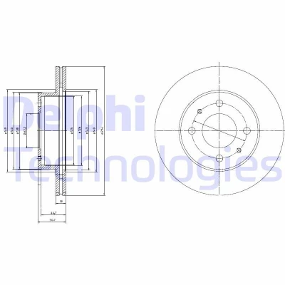 Imagem de DELPHI BG3946 Disco de travão 234 18 4 ventilado oleado não tratado sem o rolamento da roda, anel sensor do ABS HYUNDAI: Atos