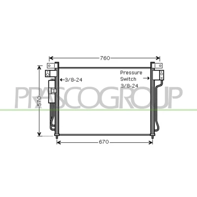 Imagem de PRASCO DS814C002 Condensador 15mm 10mm Alumínio 669mm R134a NISSAN: NP300 Navara Pick up