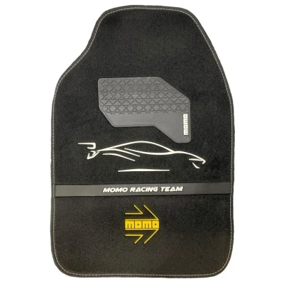 Imagem de Conjunto completo de tapetes universais momo racing, em preto e branco