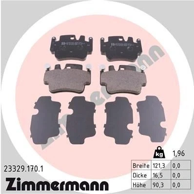 Imagem de ZIMMERMANN 23329.170.1 Jogo de pastilhas para travão disco PORSCHE: Boxster, 911 Coupe, Cabrio